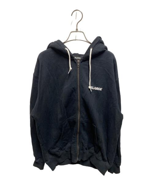 X-LARGE（エクストララージ）X-LARGE (エクストララージ) STANDARD LOGO ZIP HOODED SWEATSHIRT ブラック サイズ:Lの古着・服飾アイテム