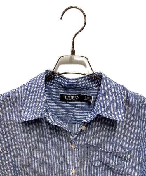 LAUREN RALPH LAUREN（ローレンラルフローレン）LAUREN RALPH LAUREN (ローレンラルフローレン) ストライプリネンシャツ ブルー サイズ:ＸＳの古着・服飾アイテム