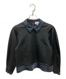 LANVIN en Bleu（ランバンオンブルー）の古着「シャツカラーコンビカットソー」｜ブラック