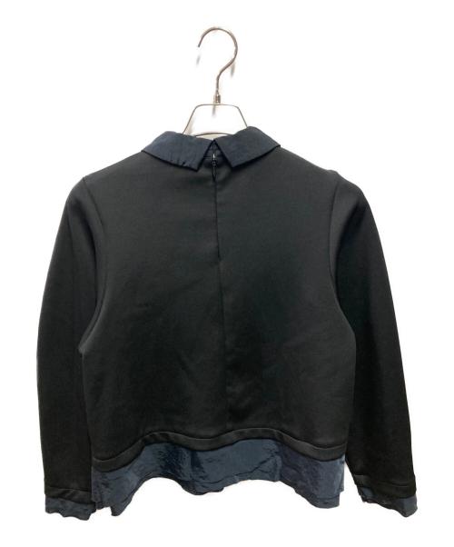 LANVIN en Bleu（ランバンオンブルー）LANVIN en Bleu (ランバンオンブルー) シャツカラーコンビカットソー ブラック サイズ:38の古着・服飾アイテム