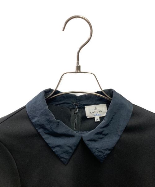 LANVIN en Bleu（ランバンオンブルー）LANVIN en Bleu (ランバンオンブルー) シャツカラーコンビカットソー ブラック サイズ:38の古着・服飾アイテム