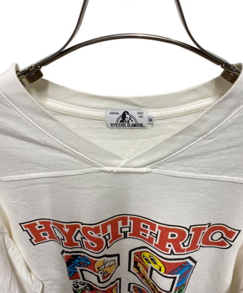 Hysteric Glamour（ヒステリックグラマー）Hysteric Glamour (ヒステリックグラマー) 69Vネック オーバーサイズTシャツ ホワイト サイズ:Mの古着・服飾アイテム