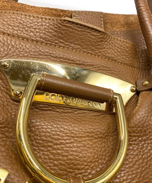 DOLCE & GABBANA（ドルチェ＆ガッバーナ）DOLCE & GABBANA (ドルチェ＆ガッバーナ) レザーハンドバッグ ブラウンの古着・服飾アイテム
