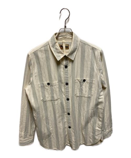 NIGEL CABOURN LYBRO（ナイジェルケーボン ライブロ）NIGEL CABOURN LYBRO (ナイジェルケーボン ライブロ) ARCTIC SHIRT COTTON STRIP アイボリー サイズ:48の古着・服飾アイテム
