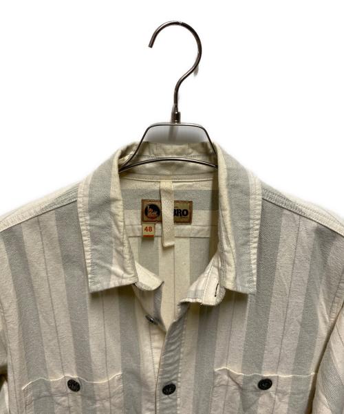 NIGEL CABOURN LYBRO（ナイジェルケーボン ライブロ）NIGEL CABOURN LYBRO (ナイジェルケーボン ライブロ) ARCTIC SHIRT COTTON STRIP アイボリー サイズ:48の古着・服飾アイテム