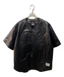FUBU（フブ）の古着「FAUX LEATHER BASEBALL SHIRTS」｜ブラック