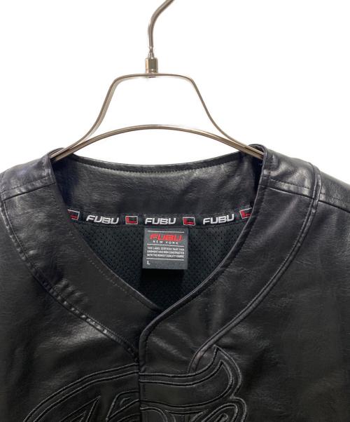 FUBU（フブ）FUBU (フブ) FAUX LEATHER BASEBALL SHIRTS ブラック サイズ:Lの古着・服飾アイテム