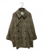 Spick and Spanスピック＆スパン）の古着「Wスライバーチェックハーフコート」｜グリーン