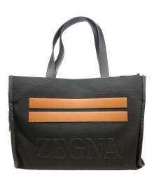 ZEGNA（ゼニア）の古着「COTTON AND LEATHER TOTE BAG」｜ブラック