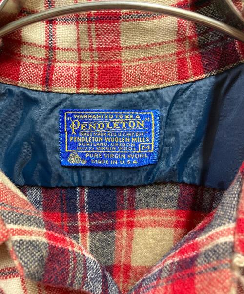 PENDLETON（ペンドルトン）PENDLETON (ペンドルトン) 70's ボードシャツ レッド×ブラウン サイズ:Ｍの古着・服飾アイテム