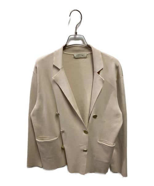 ebure（エブール）ebure (エブール) Ron Herman (ロンハーマン) コットンシルクニットジャケット ベージュ サイズ:ＦＲＥＥの古着・服飾アイテム