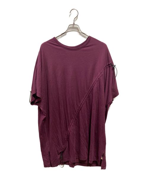 GROUND Y（グラウンドワイ）GROUND Y (グラウンドワイ) C/MO JERSEY DRAWCORD FRENCH SLEEVE T-SHIRT ボルドー サイズ:3の古着・服飾アイテム