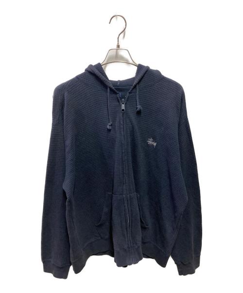 stussy（ステューシー）stussy (ステューシー) 90’Ｓ サーマルジップパーカー ネイビー サイズ:ＸＬの古着・服飾アイテム