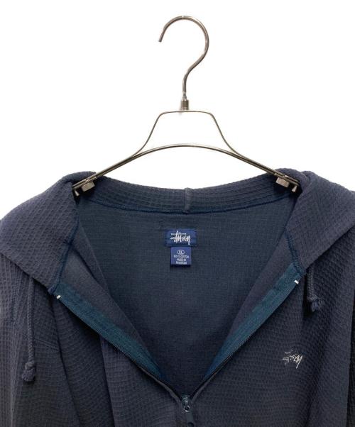 stussy（ステューシー）stussy (ステューシー) 90’Ｓ サーマルジップパーカー ネイビー サイズ:ＸＬの古着・服飾アイテム