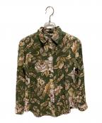 LAUREN RALPH LAURENローレンラルフローレン）の古着「総柄リネンシャツ」｜グリーン