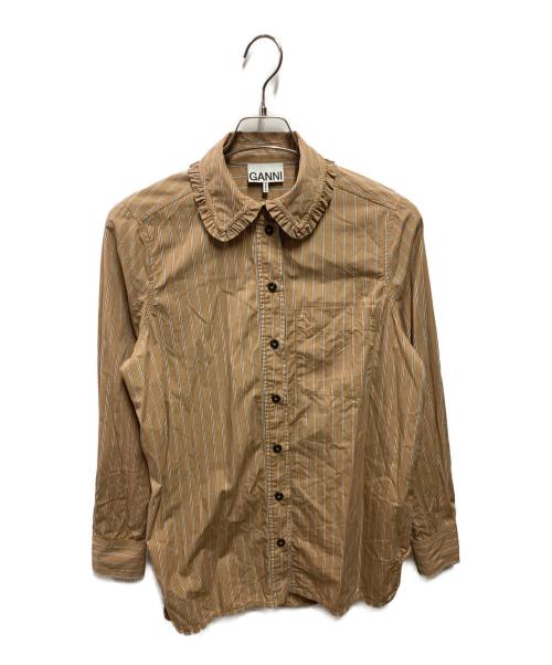GANNI（ガニー）GANNI (ガニー) フリルシャツ ブラウン サイズ:36の古着・服飾アイテム