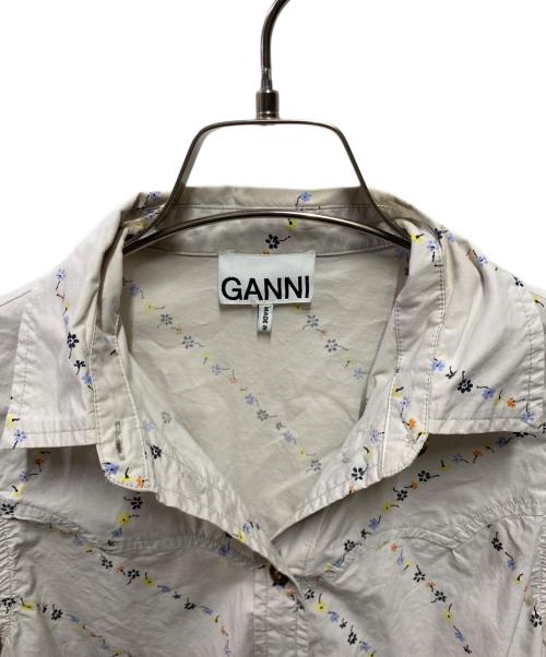 GANNI（ガニー）GANNI (ガニー) パフスリーブ花柄ワンピース グレー サイズ:34の古着・服飾アイテム