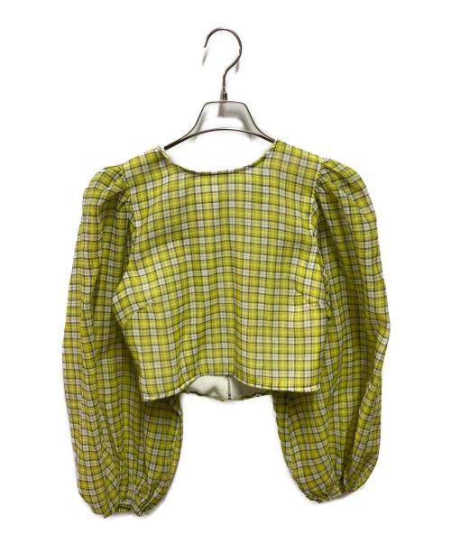 GANNI（ガニー）GANNI (ガニー) Organza Wide Sleeves Fitted Blouse グリーン サイズ:34の古着・服飾アイテム