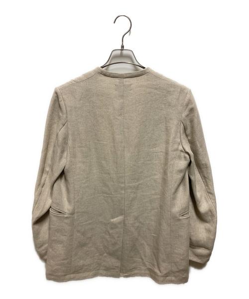 ATON（エイトン）ATON (エイトン) リネンノーカラージャケット ベージュ サイズ:1の古着・服飾アイテム