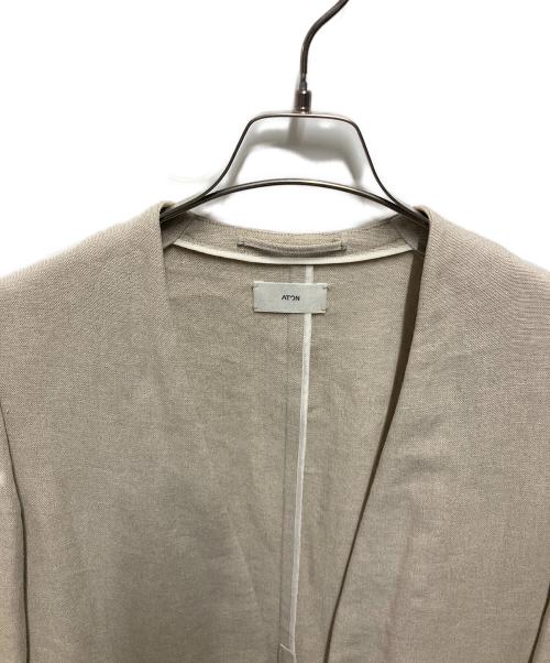 ATON（エイトン）ATON (エイトン) リネンノーカラージャケット ベージュ サイズ:1の古着・服飾アイテム