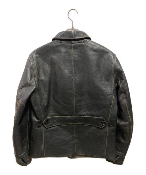 RRL（ダブルアールエル）RRL (ダブルアールエル) MOORHOUSE LEATHER JACKET レザーカーコート ブラック サイズ:Ｓの古着・服飾アイテム