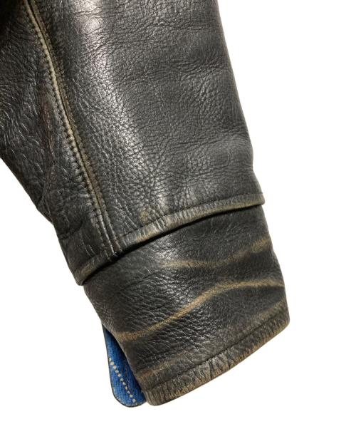 RRL（ダブルアールエル）RRL (ダブルアールエル) MOORHOUSE LEATHER JACKET レザーカーコート ブラック サイズ:Ｓの古着・服飾アイテム