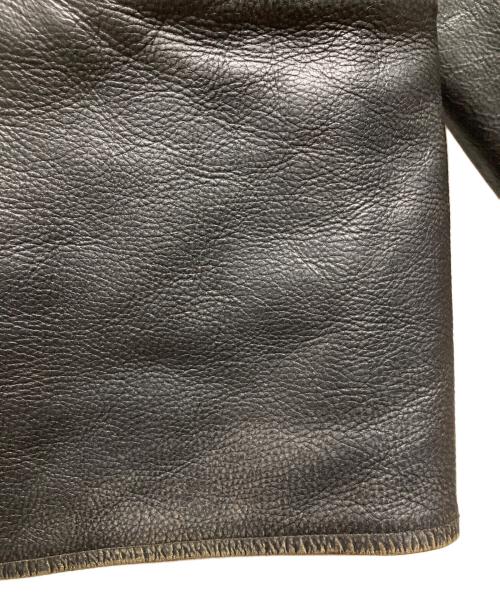RRL（ダブルアールエル）RRL (ダブルアールエル) MOORHOUSE LEATHER JACKET レザーカーコート ブラック サイズ:Ｓの古着・服飾アイテム
