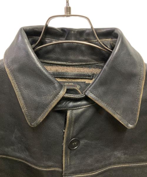 RRL（ダブルアールエル）RRL (ダブルアールエル) MOORHOUSE LEATHER JACKET レザーカーコート ブラック サイズ:Ｓの古着・服飾アイテム