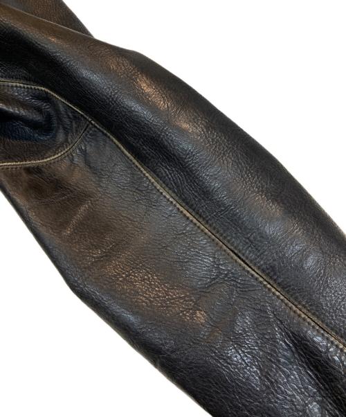 RRL（ダブルアールエル）RRL (ダブルアールエル) MOORHOUSE LEATHER JACKET レザーカーコート ブラック サイズ:Ｓの古着・服飾アイテム