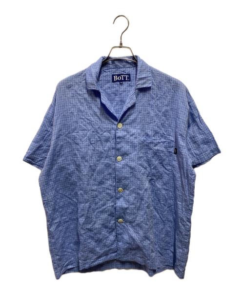 BoTT（ボット）BoTT (ボット) Windowpane S/S Shirt ブルー サイズ:Ｍの古着・服飾アイテム