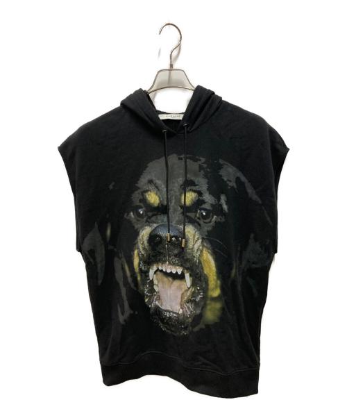 GIVENCHY（ジバンシィ）GIVENCHY (ジバンシィ) ロットワイラープリントノースリーブパーカー ブラック サイズ:XSの古着・服飾アイテム