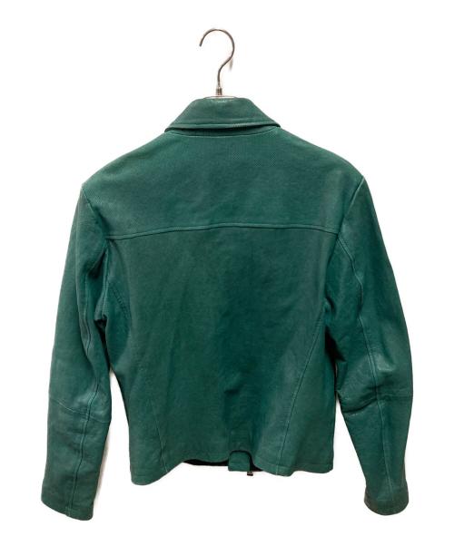 EMPORIO ARMANI（エンポリオアルマーニ）EMPORIO ARMANI  (エンポリオアルマーニ) パンチングレザージャケット グリーン サイズ:50の古着・服飾アイテム