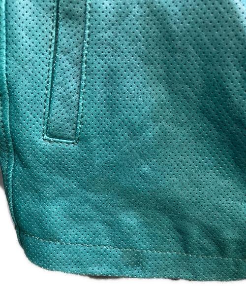 EMPORIO ARMANI（エンポリオアルマーニ）EMPORIO ARMANI  (エンポリオアルマーニ) パンチングレザージャケット グリーン サイズ:50の古着・服飾アイテム