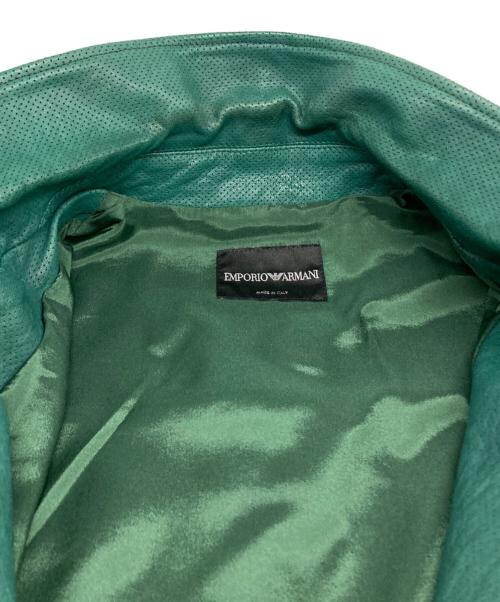 EMPORIO ARMANI（エンポリオアルマーニ）EMPORIO ARMANI  (エンポリオアルマーニ) パンチングレザージャケット グリーン サイズ:50の古着・服飾アイテム