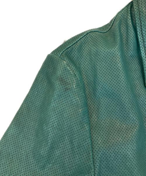 EMPORIO ARMANI（エンポリオアルマーニ）EMPORIO ARMANI  (エンポリオアルマーニ) パンチングレザージャケット グリーン サイズ:50の古着・服飾アイテム