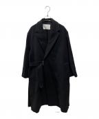 CULLNIクルニ）の古着「Lamb Wool Melton Tie Locken Long Chester Coat」｜ブラック