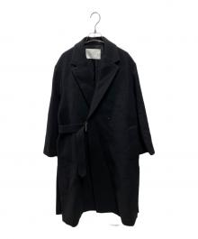 CULLNI（クルニ）の古着「Lamb Wool Melton Tie Locken Long Chester Coat」｜ブラック