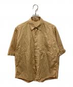 AURALEEオーラリー）の古着「WASHED FINX TWILL BIG HALF SLEEVED SHIRT」｜ベージュ