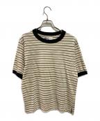 MHLエムエイチエル）の古着「COTTON LINEN STRIPE JERSEY」｜ベージュ×ブラック