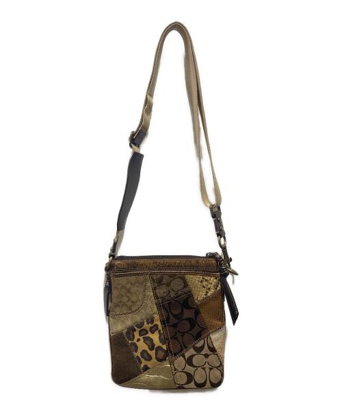 COACH（コーチ）COACH (コーチ) パッチワークショルダーバッグ ブラウンの古着・服飾アイテム