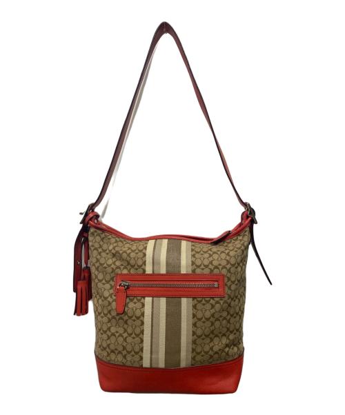 COACH（コーチ）COACH (コーチ) ショルダーバッグ レッド×ベージュの古着・服飾アイテム