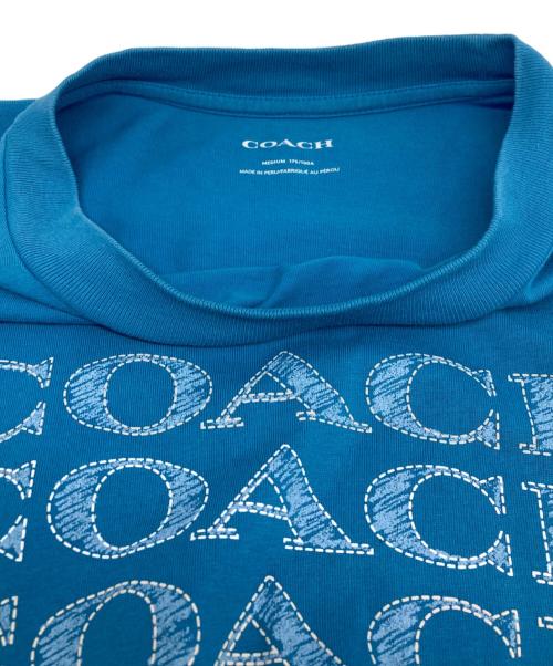 COACH（コーチ）COACH (コーチ) シグネチャー スタック Tシャツ ブルー サイズ:Mの古着・服飾アイテム