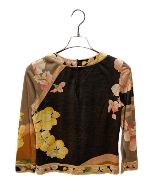 LEONARD FASHION（レオナールファッション）LEONARD FASHION (レオナールファッション) フラワープリントカットソー ブラウン サイズ:38の古着・服飾アイテム