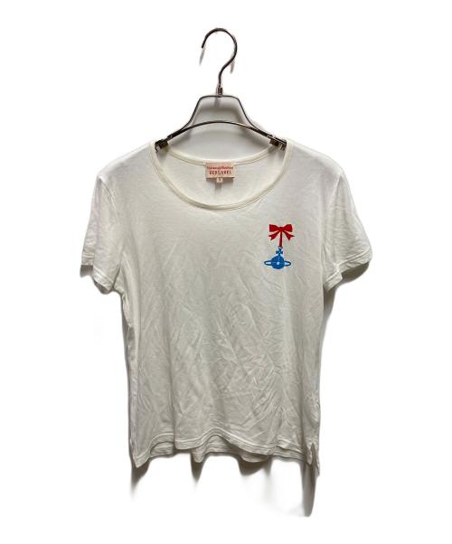 Vivienne Westwood RED LABEL（ヴィヴィアンウエストウッドレッドレーベル）Vivienne Westwood RED LABEL (ヴィヴィアンウエストウッドレッドレーベル) リボンオーブプリントTシャツ ホワイト サイズ:3の古着・服飾アイテム