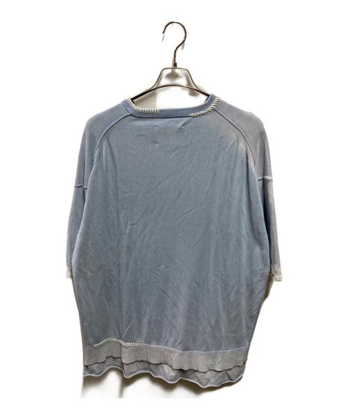 MAISON SPECIAL（メゾンスペシャル）MAISON SPECIAL (メゾンスペシャル) High Twist Prime-Over Pigment Bleach Crew Neck Knit T-shirt スカイブルー サイズ:01の古着・服飾アイテム
