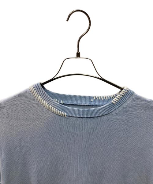 MAISON SPECIAL（メゾンスペシャル）MAISON SPECIAL (メゾンスペシャル) High Twist Prime-Over Pigment Bleach Crew Neck Knit T-shirt スカイブルー サイズ:01の古着・服飾アイテム