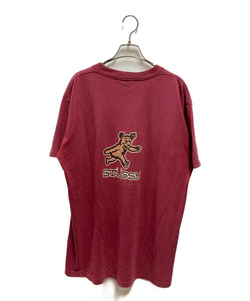 stussy（ステューシー）stussy (ステューシー) 80’s Bear Design Tee レッド サイズ:Ｌの古着・服飾アイテム