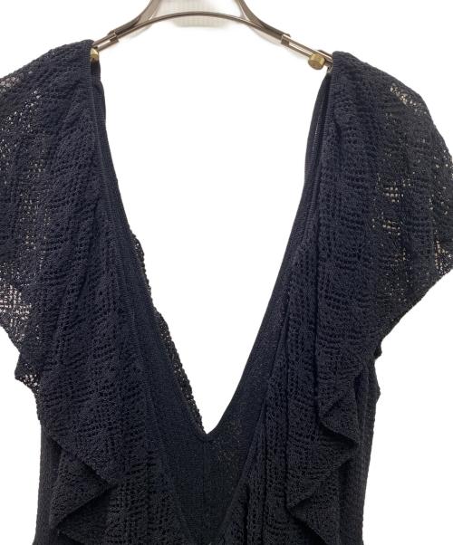 Ameri（アメリ）Ameri (アメリ) MEDI RUFFLE KNIT ROMPERS ブラック サイズ:M 未使用品の古着・服飾アイテム