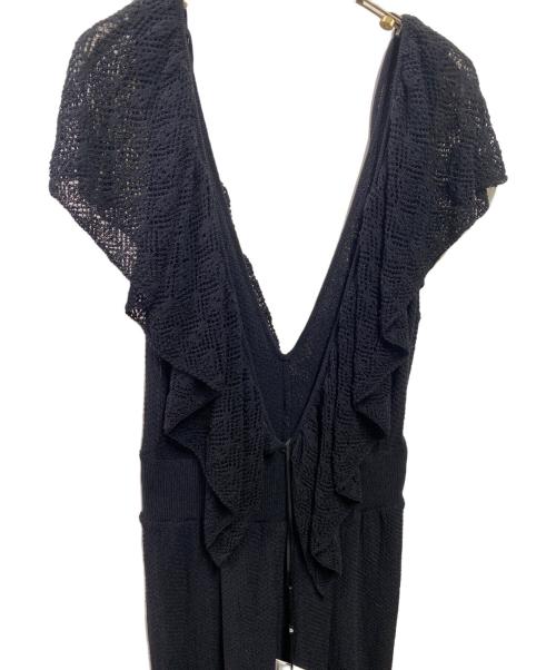 Ameri（アメリ）Ameri (アメリ) MEDI RUFFLE KNIT ROMPERS ブラック サイズ:M 未使用品の古着・服飾アイテム