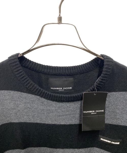 NUMBER (N)INE（ナンバーナイン）NUMBER (N)INE (ナンバーナイン) ボーダーニット ブラック サイズ:L 未使用品の古着・服飾アイテム